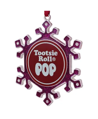 Northlight 3.5" Silver Plated Pink Snowflake Tootsie Roll Pop Candy Logo Christmas Ornament with European Crystals