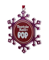 Northlight 3.5" Silver Plated Pink Snowflake Tootsie Roll Pop Candy Logo Christmas Ornament with European Crystals