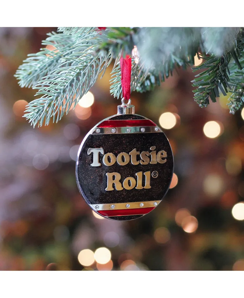 Northlight 3.5" Silver Plated Tootsie Roll Candy Logo Christmas Ornament with European Crystals