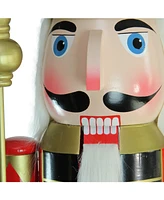 Northlight 6' Giant Commercial Size Wooden Red Black and Gold Christmas Nutcracker King with Scepter