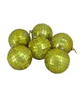 Northlight 6ct Gold Mirrored Glass Disco Ball Christmas Ornaments 3.25" 80mm