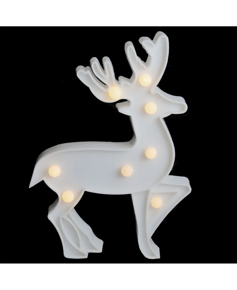 Northlight 9.75" Battery Operated Led Lighted White Reindeer Christmas Marquee Sign