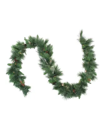 Northlight 9' Pre-Lit White Valley Pine Artificial Christmas Garland - Clear Lights