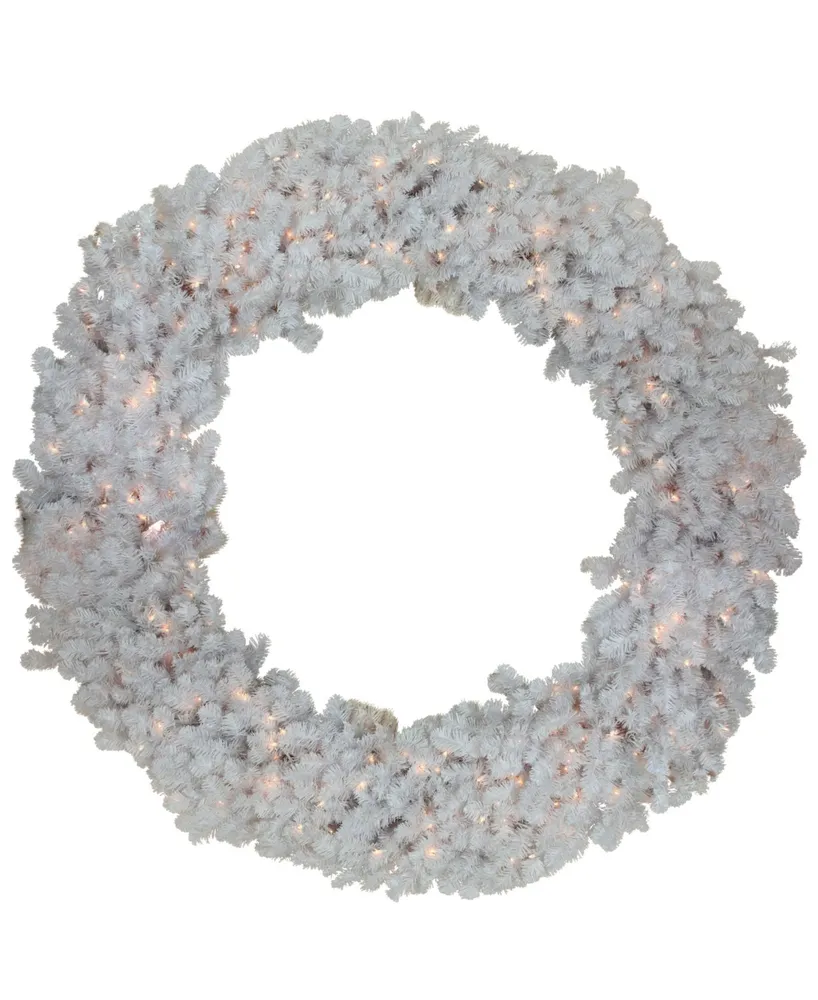 Northlight 72" Huge Pre-Lit White Canadian Pine Artificial Christmas Wreath - Clear Lights