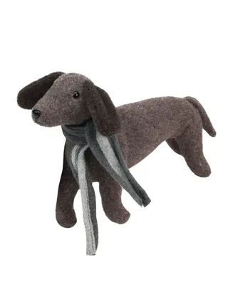 Northlight 7.5" Plush Brown Dachshund Dog with Scarf Christmas Decoration