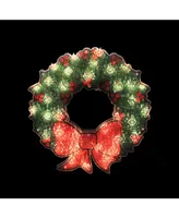 Northlight 15" Lighted Holographic Christmas Wreath Window Silhouette Decoration