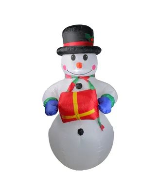 Northlight 5' Inflatable Lighted Snowman with Gift Christmas Yard Art Decoration