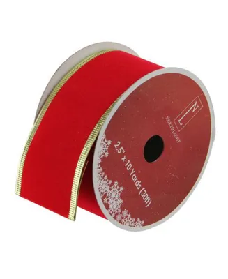 Northlight Solid Bright Red Gold Wired Christmas Craft Ribbon 2.5" x 10 Yards