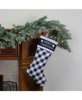 Northlight 20.5" Black and White "Merry Christmas" Christmas Stocking with Blanket Stitch Cuff