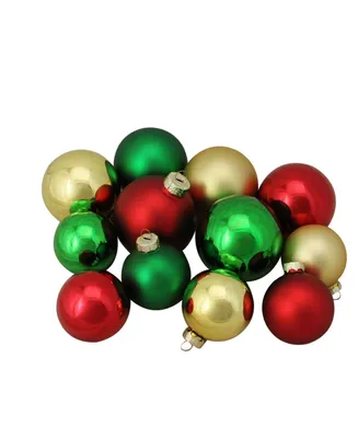 Northlight 96ct Red Green and Gold Shiny and Matte Glass Ball Christmas Ornaments 2.5-3.25"