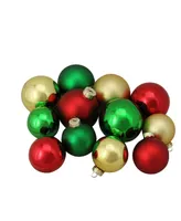 Northlight 96ct Red Green and Gold Shiny and Matte Glass Ball Christmas Ornaments 2.5-3.25"