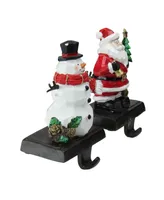 Northlight Set of 2 Santa and Snowman Christmas Stocking Holders 7"