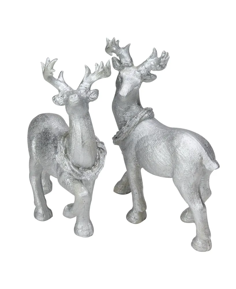 Northlight Set of 2 Silver Christmas Table Top Reindeer Figures