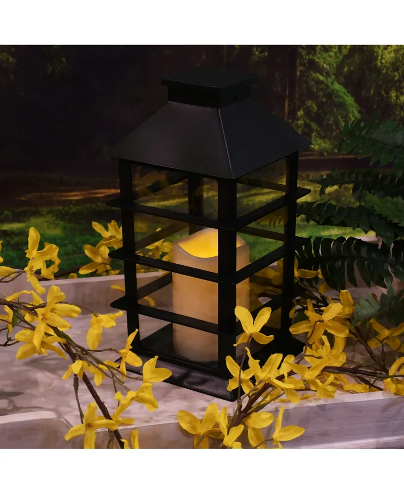 Lumabase Horizontal Solar Powered Lantern with Led Candle