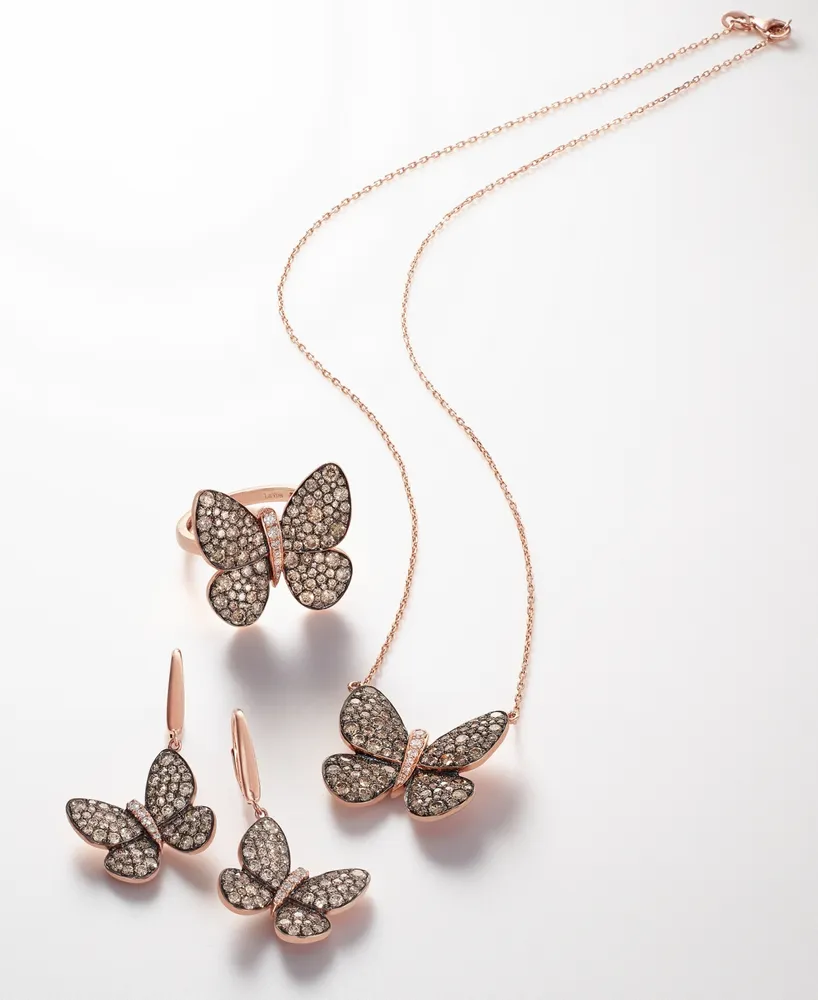 Le Vian Chocolatier Diamond Butterfly Pendant Necklace (1-7/8 ct. t.w.) in 14k Rose Gold or Yellow Gold.
