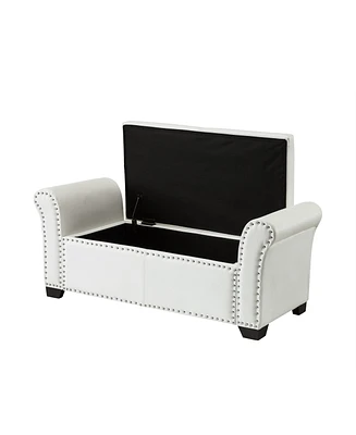 Inspired Home Noah Storage Bench with Nailhead Trim