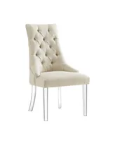 Inspired Home Marilyn Button Tufted Dining Chair with Acrylic Legs Set of 2