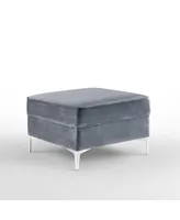 Inspired Home Giovanni Velvet Square Storage Ottoman with Metal Y-Legs