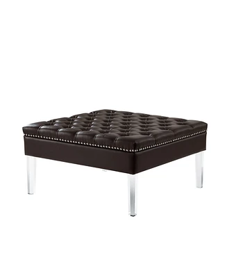 Inspired Home Coco Tufted Square Cocktail Ottoman with Acrylic Legs