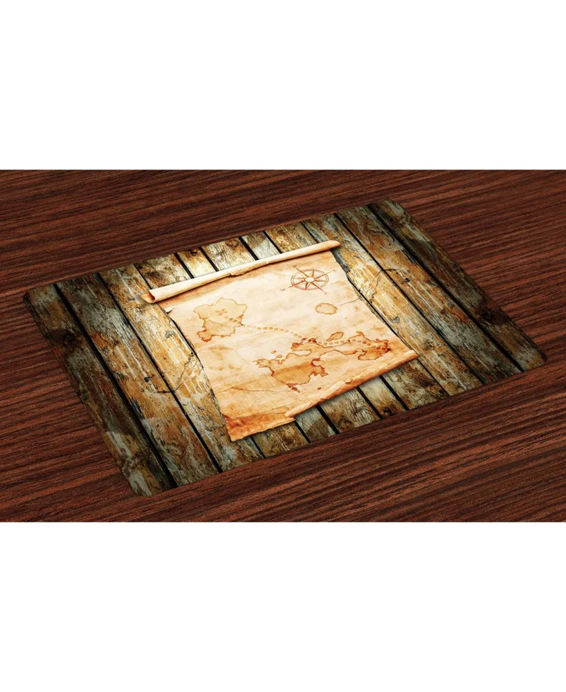 Ambesonne Island Map Place Mats, Set of 4