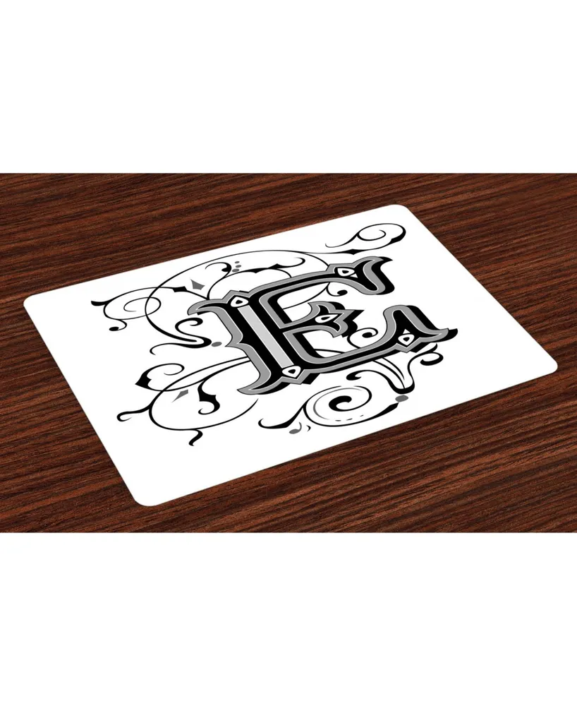 Ambesonne Letter E Place Mats, Set of 4