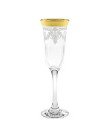 Lorren Home Trends Flutes with a Stencil Pattern and Gold Band, Set of 6