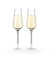 Viski Raye Angled Crystal Champagne Flutes, Set of 2, 8 Oz