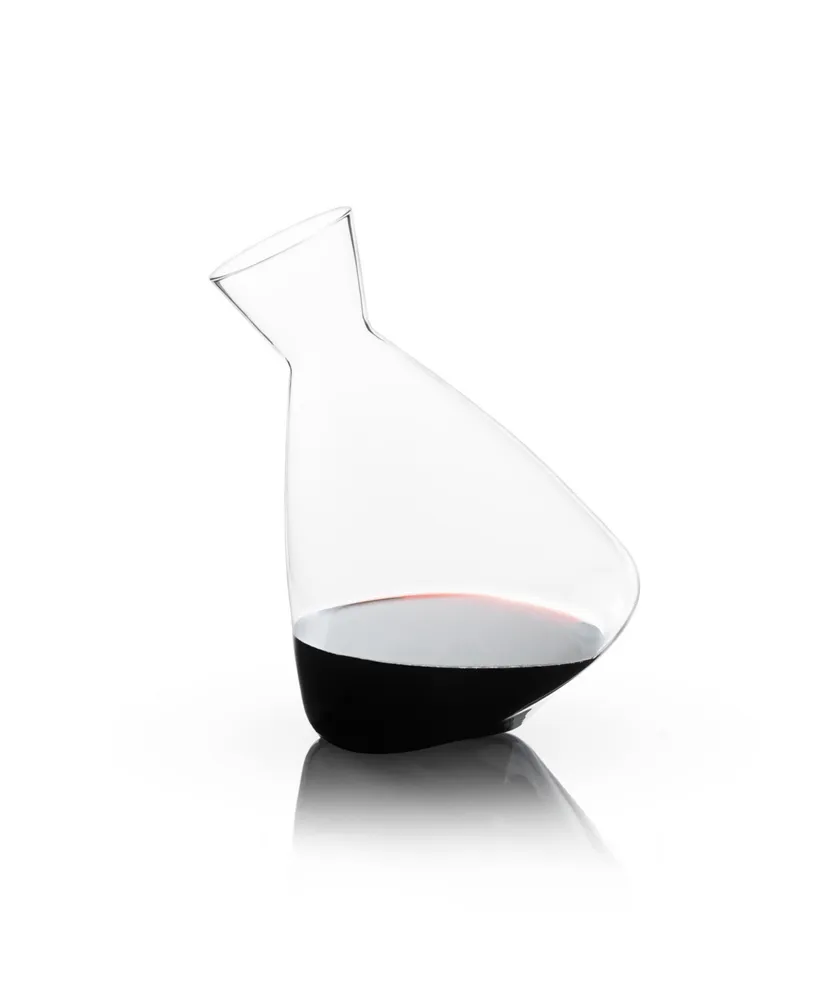 Viski Angled Wine Decanter, Glass Pitcher for Red and White Wine