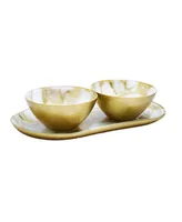 Classic Touch Marbleized 2 Bowl Relish Dish