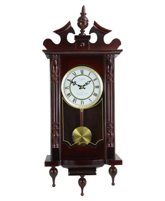 Bedford Clock Collection Classic 31" Chiming Wall Clock with Roman Numerals and a Swinging Pendulum