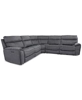 Closeout! Hutchenson -Pc. Fabric Sectional with Power Recliners and Headrests