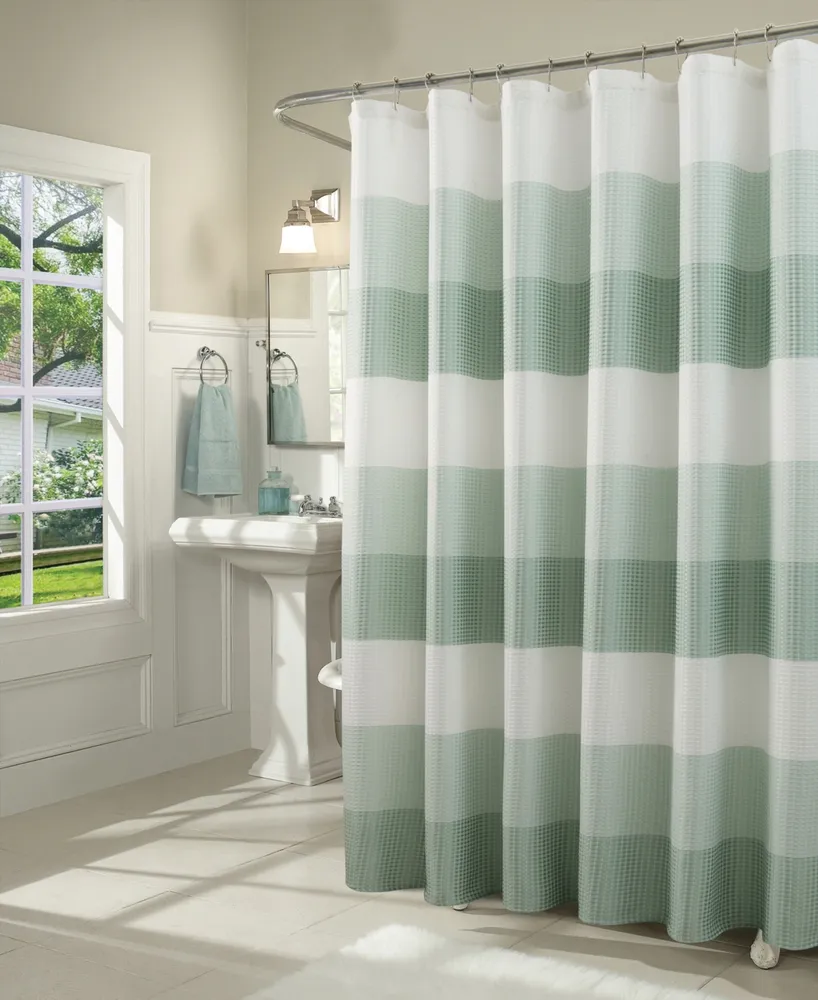 Spa 251 Ombre Waffle Striped Shower Curtain, 70" x 72"