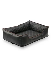 Happycare Textiles Luxury All Sides Faux Leather Rectangle Pet Bed