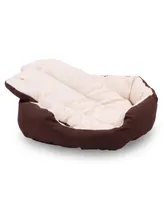Happycare Textiles Durable Bolster Sleeper Oval Pet Bed with Removable Reversible Insert Cushion and Additional Two Pillow