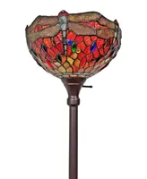 Amora Lighting Tiffany Style Dragonfly Torchiere Floor Lamp