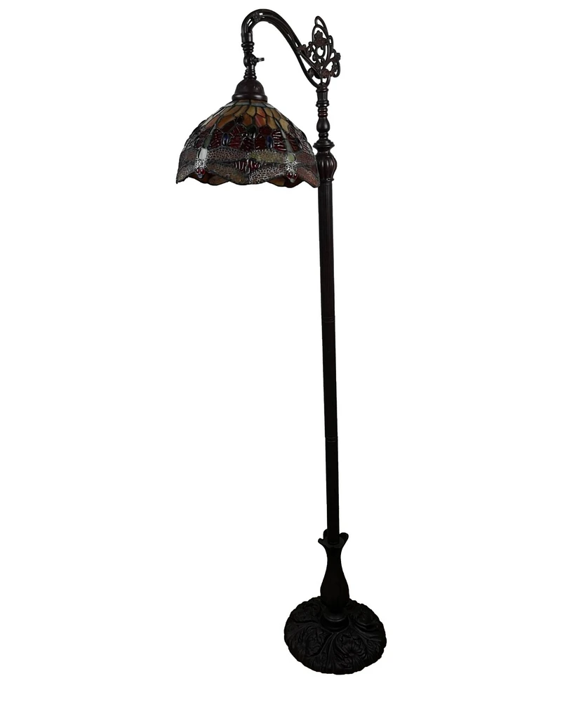 Amora Lighting Tiffany Style Dragonfly Reading Floor Lamp