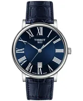 Tissot Men's Swiss Carson Premium Blue Leather Strap Watch 40mm