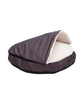 Happycare Textiles Durable Oxford to Sherpa Pet Cave and Round Bed with Removable Top Insert