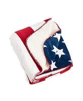 Saro Lifestyle Us Flag Design Sherpa Throw, 50" x 60"