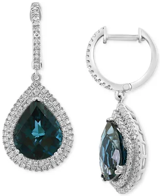 Effy London Blue Topaz (7-3/8 ct. t.w.) & Diamond (5/8 ct. t.w.) Drop Earrings in 14k White Gold