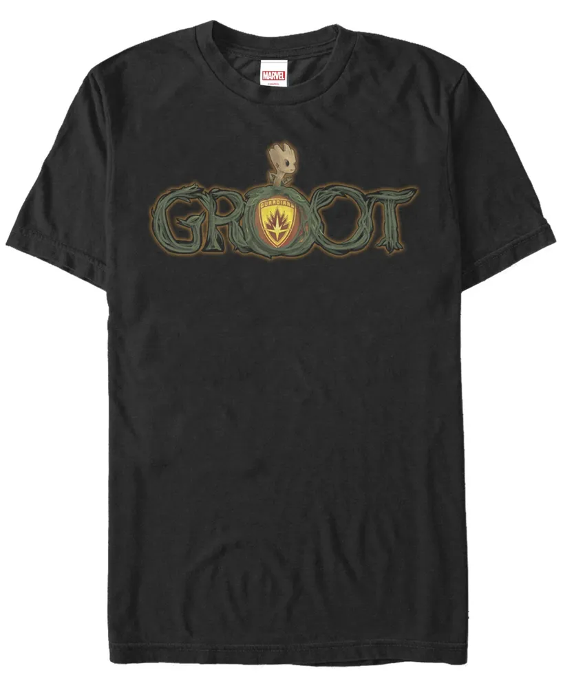 Marvel Men's Guardians of the Galaxy Baby Groot Shield Short Sleeve T-Shirt
