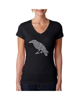 La Pop Art Women's Word V-Neck T-Shirt - Edgar Allen Poe's The Raven