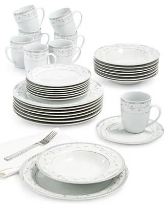 Fitz and Floyd Platinum Vine 32-Piece Dinnerware Set, Service For 8