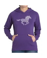 La Pop Art Women's Word Hooded Sweatshirt -Horse Breeds