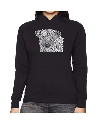 La Pop Art Women's Word Hooded Sweatshirt - Pug Face