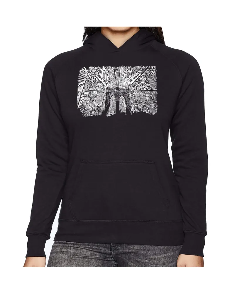 La Pop Art Women's Word Hooded Sweatshirt - Brooklyn Bridge