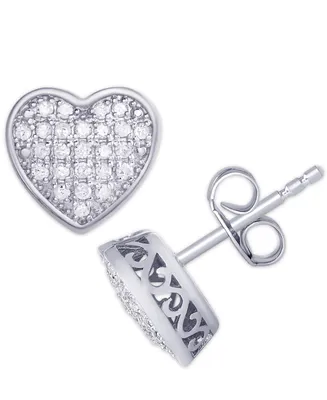 Diamond 1/4 ct. t.w. Pave Heart Stud Earrings in Sterling Silver