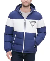 Guess Men's Colorblock Hooded Puffer Jacket