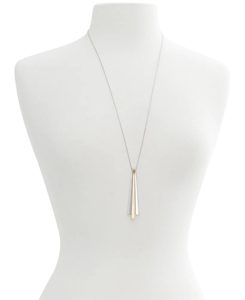 Lucky Brand Two-Tone Stick Pendant Long Necklace, 30" + 2" extender - Two