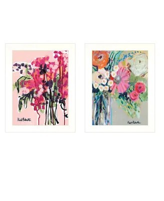 Trendy Decor 4U Garden Flowers 2-Piece Vignette by Kait Roberts, White Frame, 15" x 19"